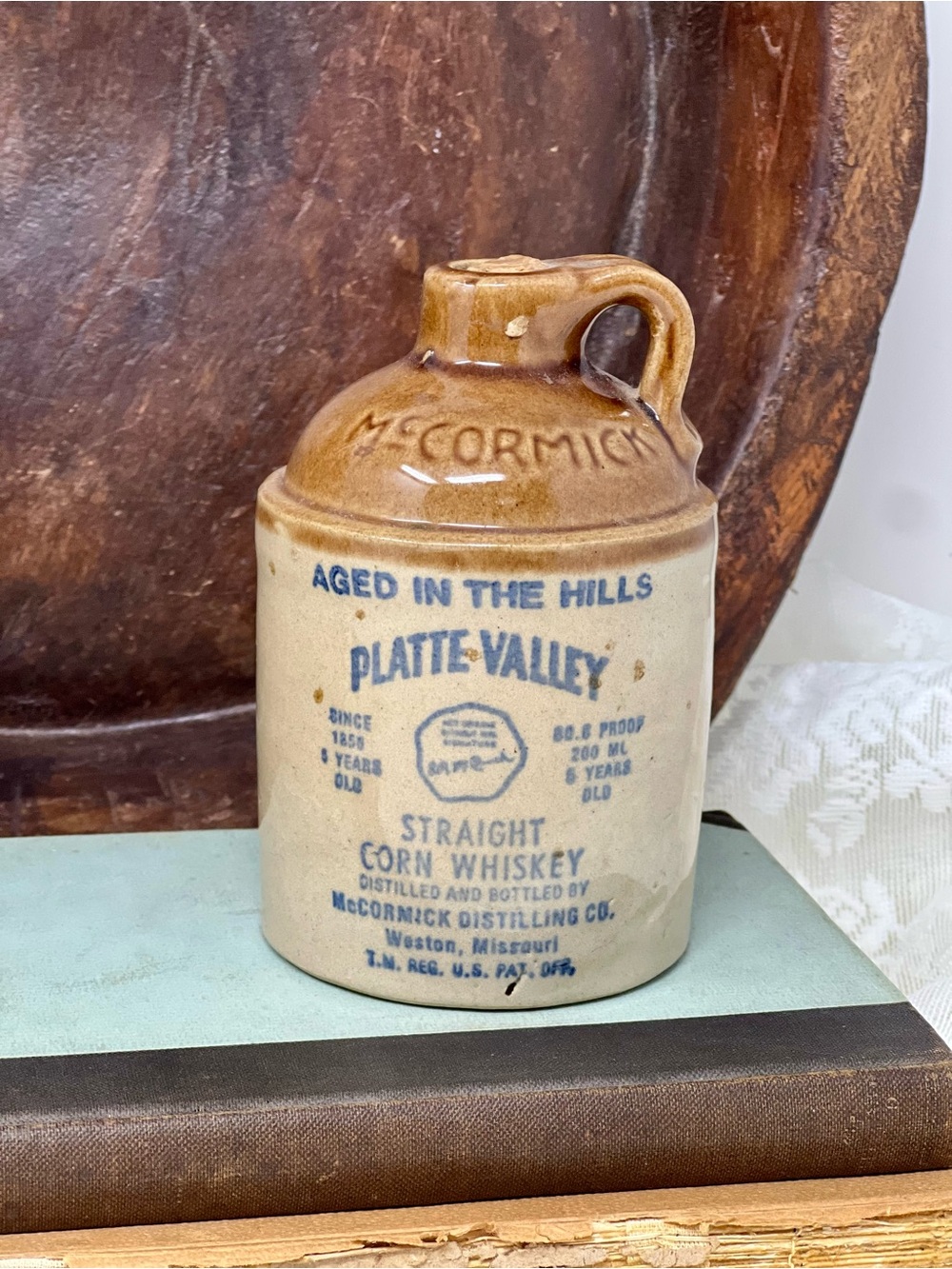 Vintage McCormick Platte Valley Straight Corn Whiskey Mini Jug